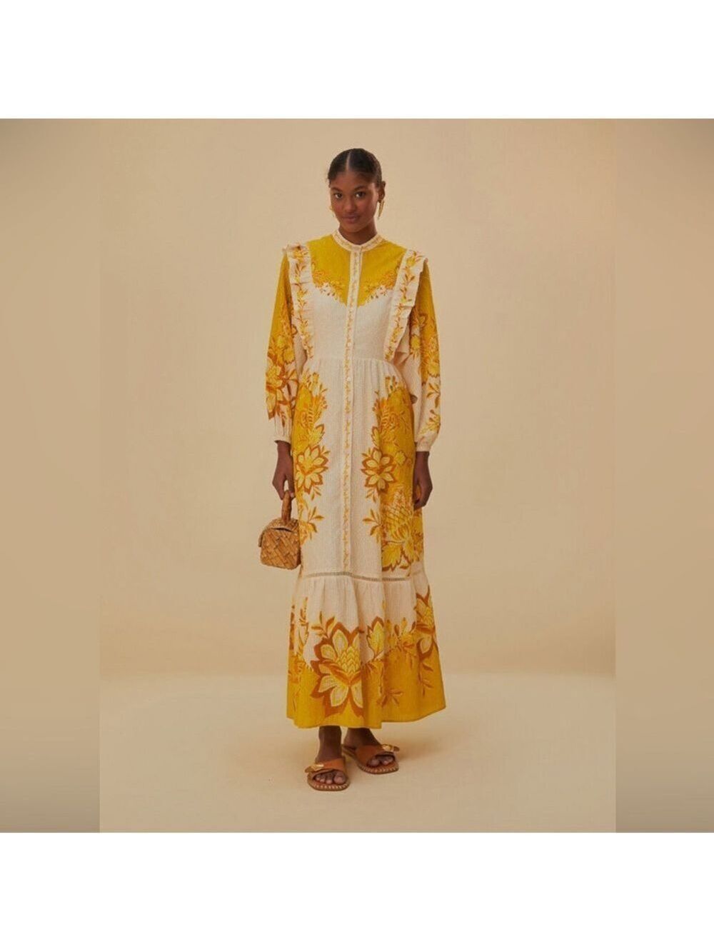 Farm Rio Aura Cream Floral Maxi Dress